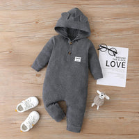 Unisex Baby Hooded Long Sleeve Cute Casual Romper Baby Wholesale Clothes - PrettyKid