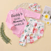 Baby Girls Letter Long Sleeve Baby Romper & Pants & Headband Babywear Wholesale - PrettyKid