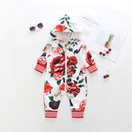 Baby Unisex Long Sleeve Hooded Floral Rompers Wholesale Baby Clothes In Bulk - PrettyKid
