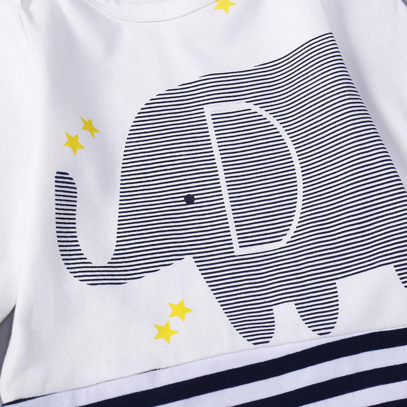 Baby Unisex Long Sleeve Printed Elephant Romper Baby Clothing Wholesale Distributors - PrettyKid