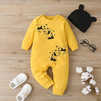 Baby Unisex Long Sleeve Printed Panda Rompers Wholesale Designer Baby Clothes - PrettyKid