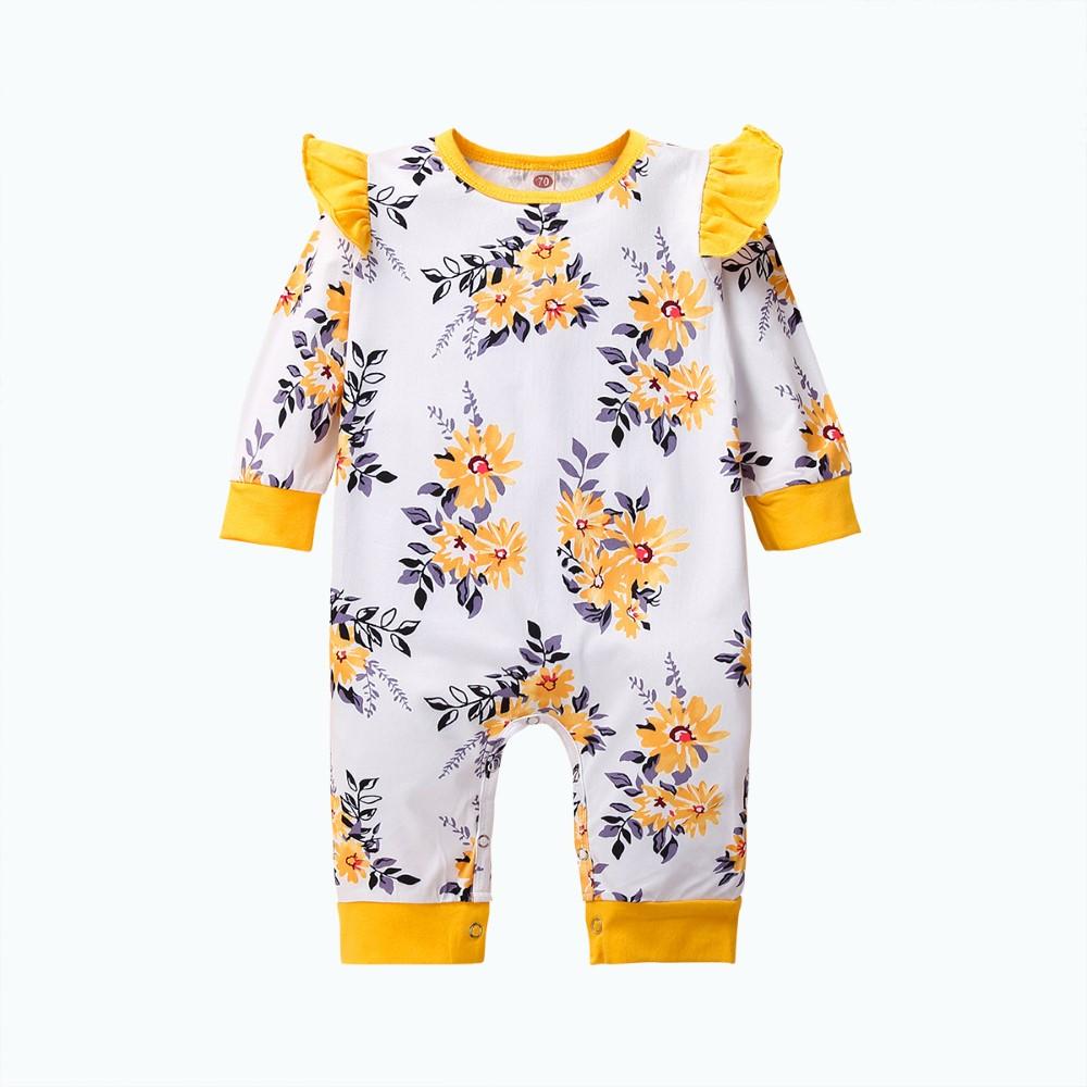 Babys Flower Printed Romper Wholesale Baby Clothes Usa - PrettyKid