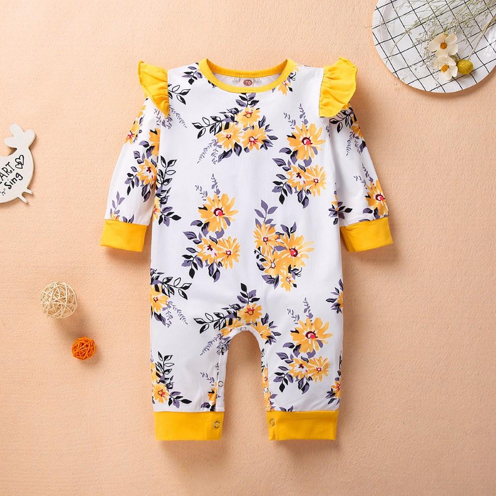 Babys Flower Printed Romper Wholesale Baby Clothes Usa - PrettyKid