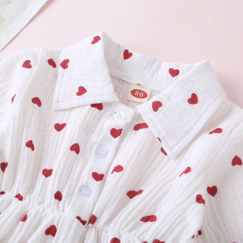 Babys Girls Heart Lapel Dress Girls Dress Wholesale - PrettyKid