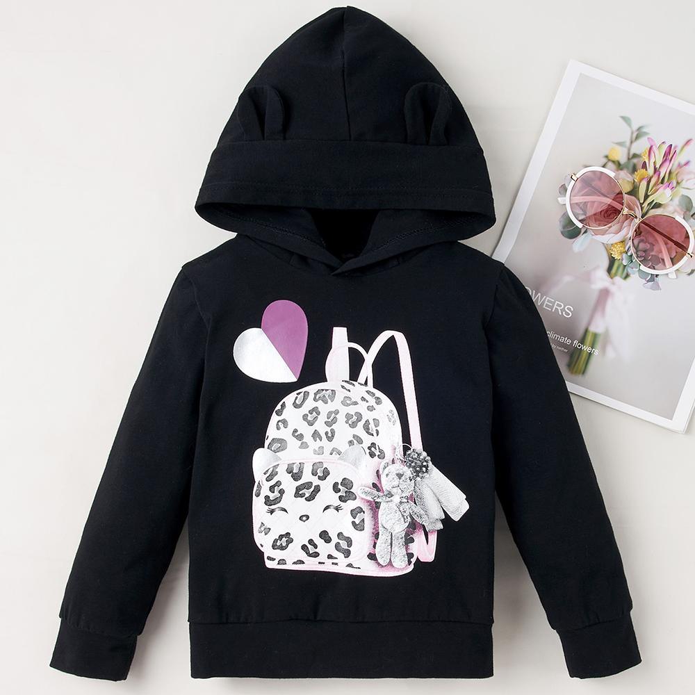 Girls Backpack Print Long Sleeve Hoodie T-shirt Girls Clothing Wholesale - PrettyKid