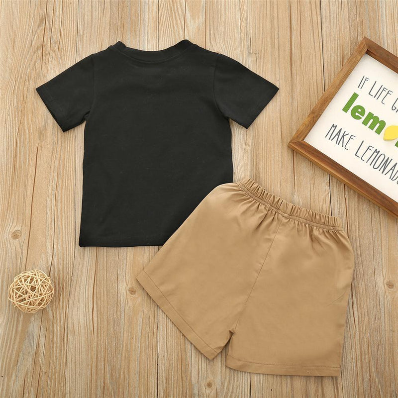 Boys Ball Printed Short Sleeve Tee & Solid Shorts Wholesale Boys Suits - PrettyKid