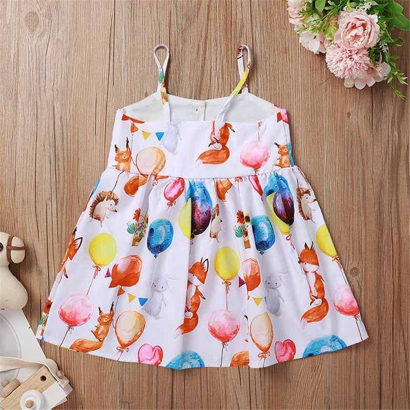 Girls Balloon Printed Suspender Dress Wholesale Baby Girl clothing - PrettyKid