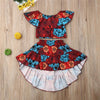 Toddler Girl's Ruffle One Word Collar Flower Swallow Tail Skirt - PrettyKid
