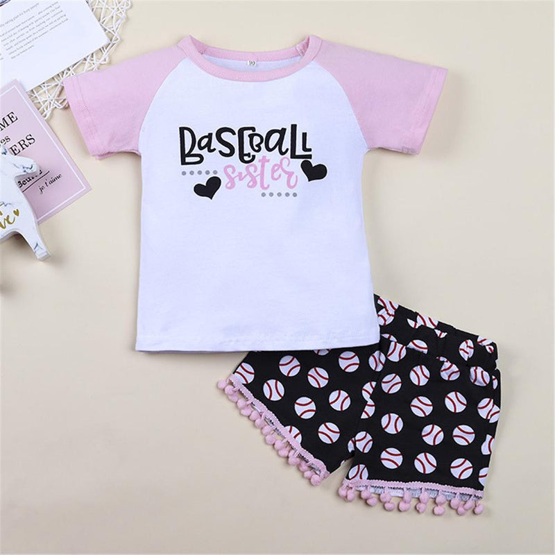 Girls Basketball Sister Printed Short Sleeve Top & Shorts Wholesale Girl clothes - PrettyKid