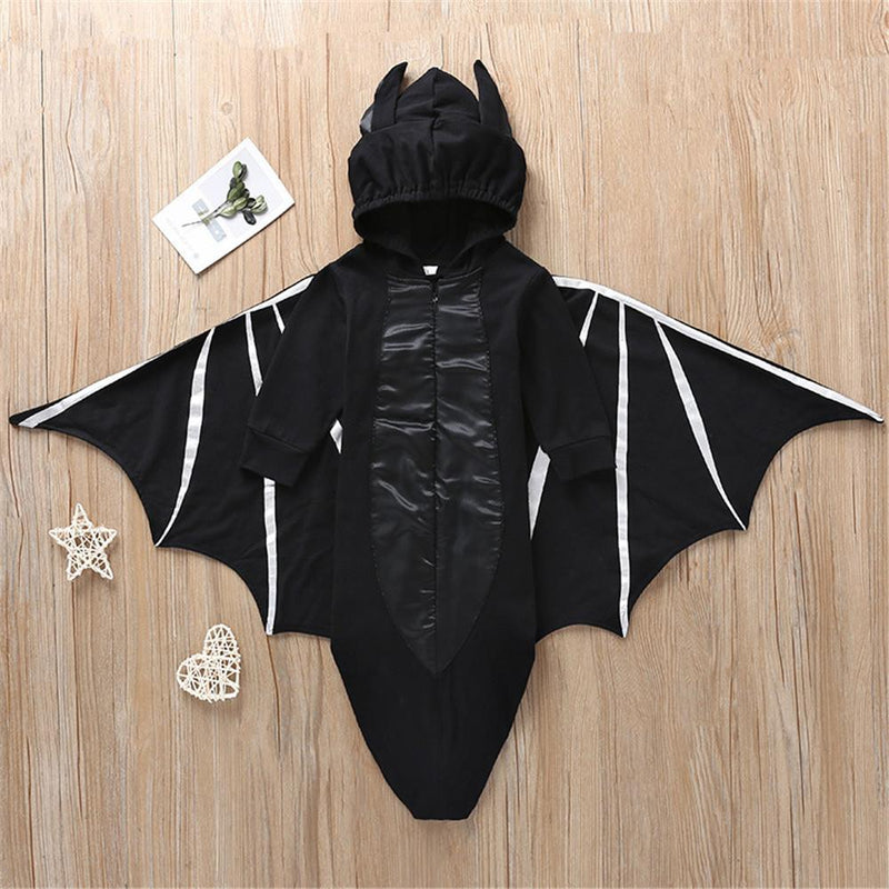 Baby Bat 3D Halloween Hooded Long Sleeve Zipepr Jumpsuit - PrettyKid
