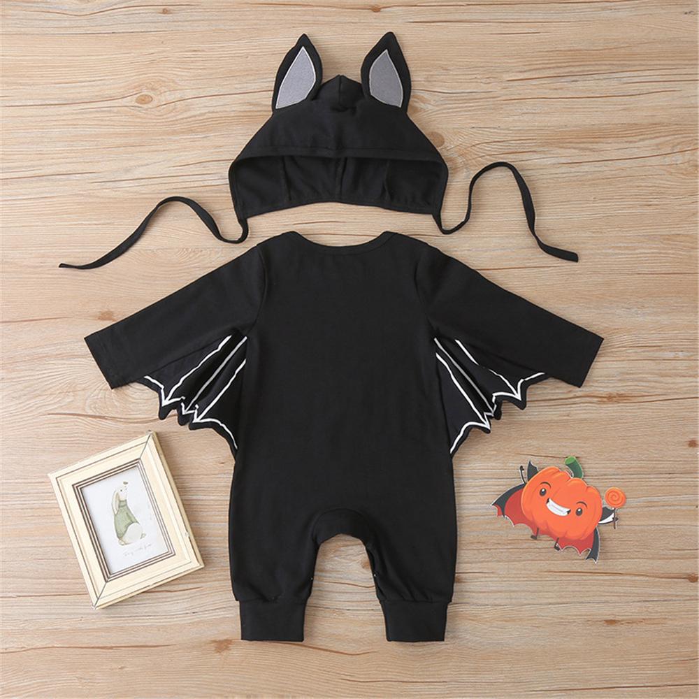 Baby Boys Bat Letter Pattern Pumpkin Romper & Hat Baby Wholesale - PrettyKid