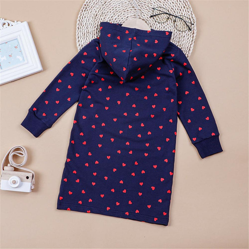 Girls Be Happy Every Day Heart Printed Hooded Long Sleeve Top Toddler Girls Wholesale - PrettyKid