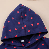 Girls Be Happy Every Day Heart Printed Hooded Long Sleeve Top Toddler Girls Wholesale - PrettyKid