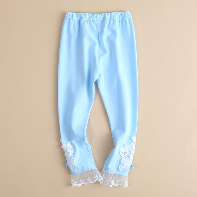 Girls Beaded Lace Elastic Waist Pants - PrettyKid