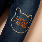 Baby Bear Cartoon Embellished Denim Overalls - PrettyKid
