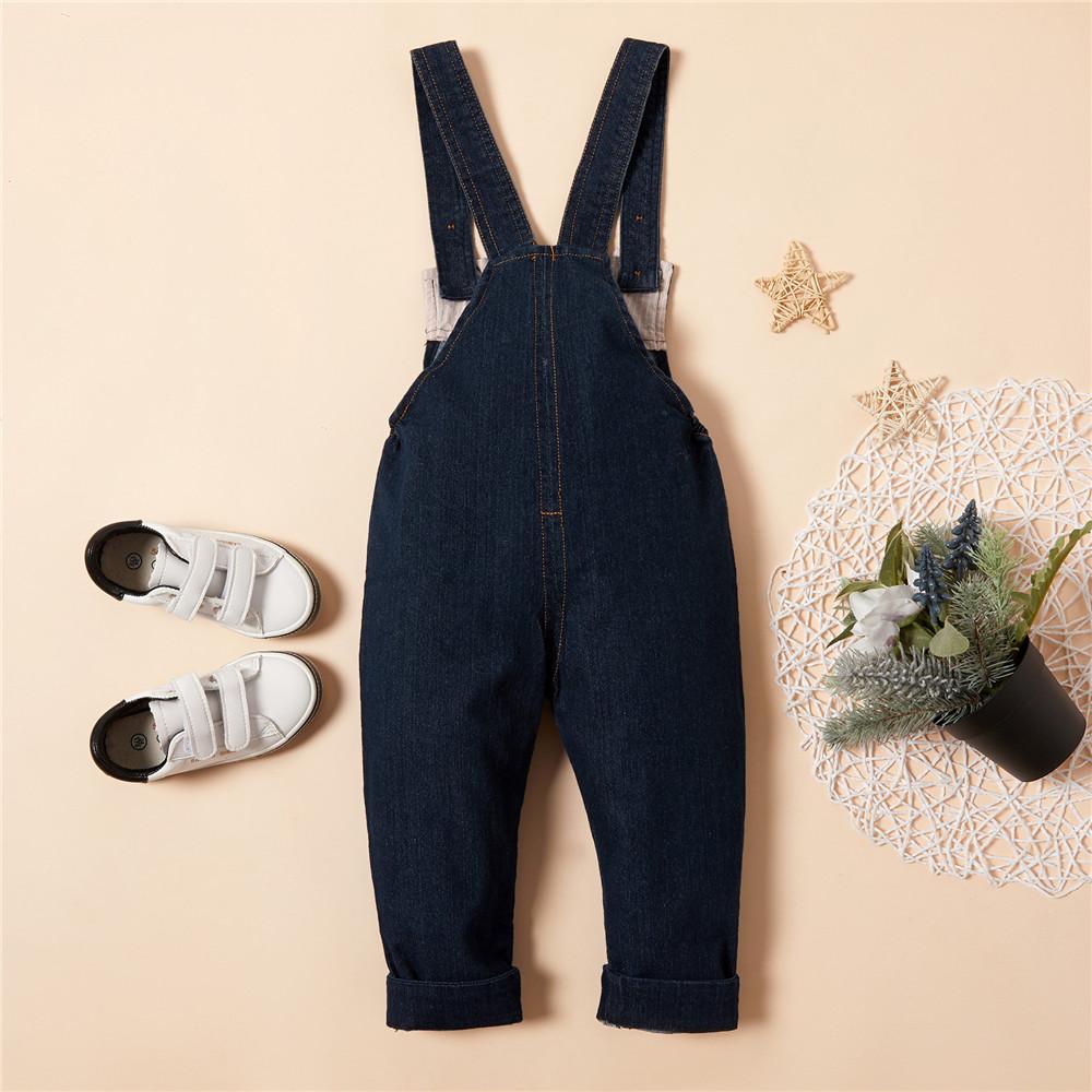 Baby Bear Cartoon Embellished Denim Overalls - PrettyKid