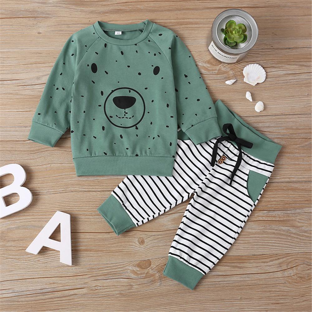 Boys Bear Dolka Dot Long Sleeve Top & Pants - PrettyKid