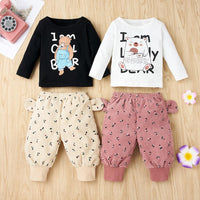 Baby Unisex Bear Letter Printed Top & Bottoms Baby Clothing Warehouse - PrettyKid