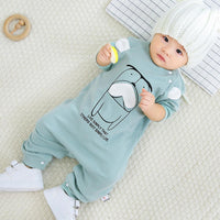 Baby Boys Beard Dog Letter Printed Long Sleeve Romper - PrettyKid