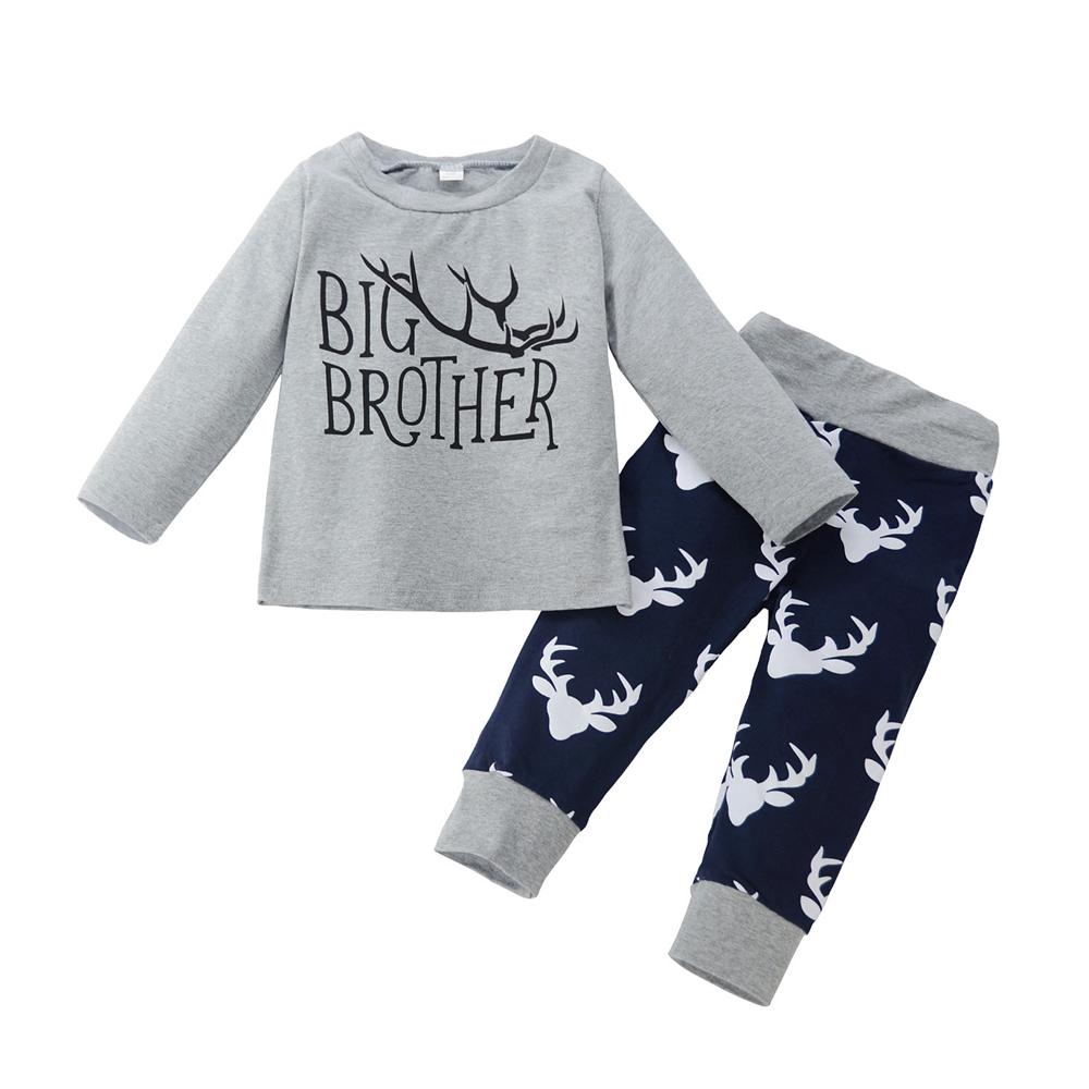 Boys Big Brother Long Sleeve Tops & Ankle Antlers Pants Boy Clothing Wholesale - PrettyKid