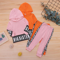 Girls Big Sister Printed Long Sleeve Hooded Top & Pants Girls Clothing Wholesalers - PrettyKid