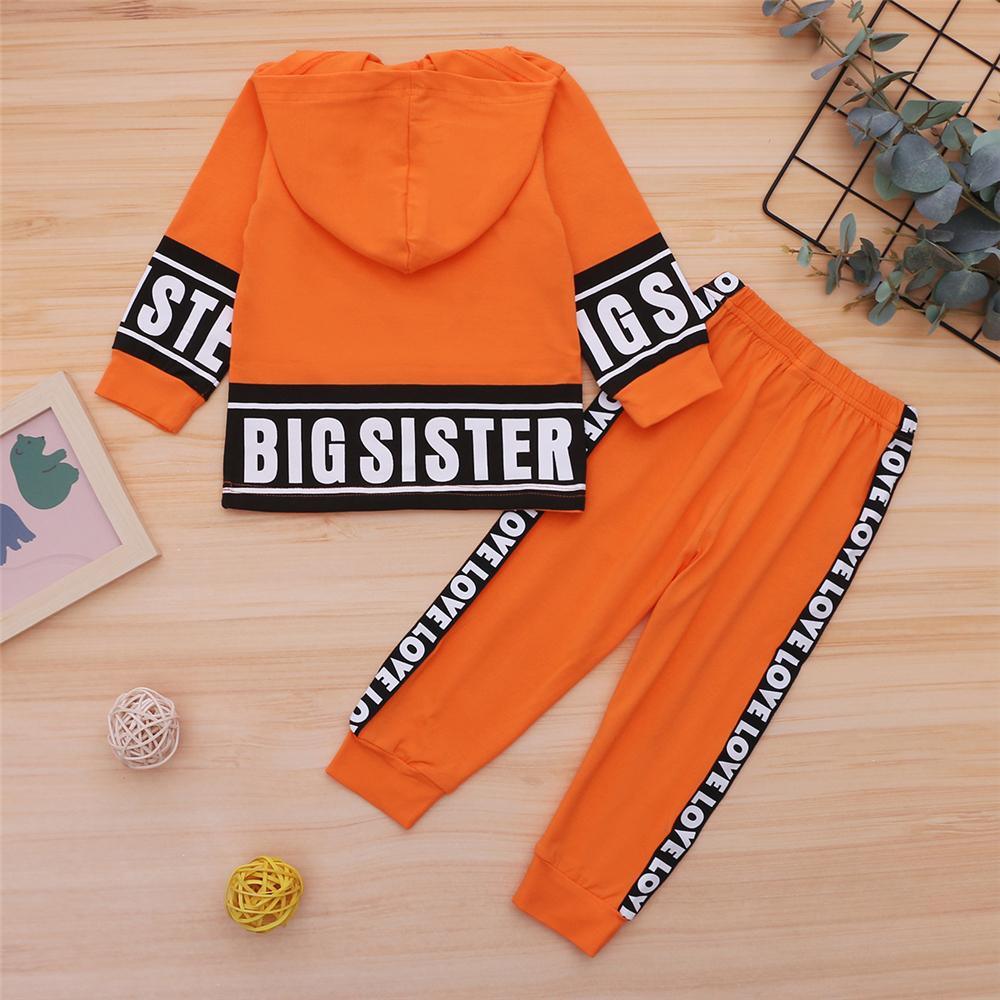Girls Big Sister Printed Long Sleeve Hooded Top & Pants Girls Clothing Wholesalers - PrettyKid