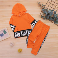 Girls Big Sister Printed Long Sleeve Hooded Top & Pants Girls Clothing Wholesalers - PrettyKid