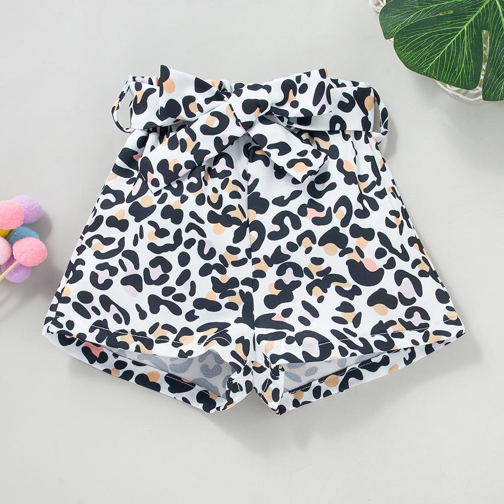 Baby Girls Black Flying Sleeve Romper & Leopard Shorts baby clothes wholesale usa - PrettyKid