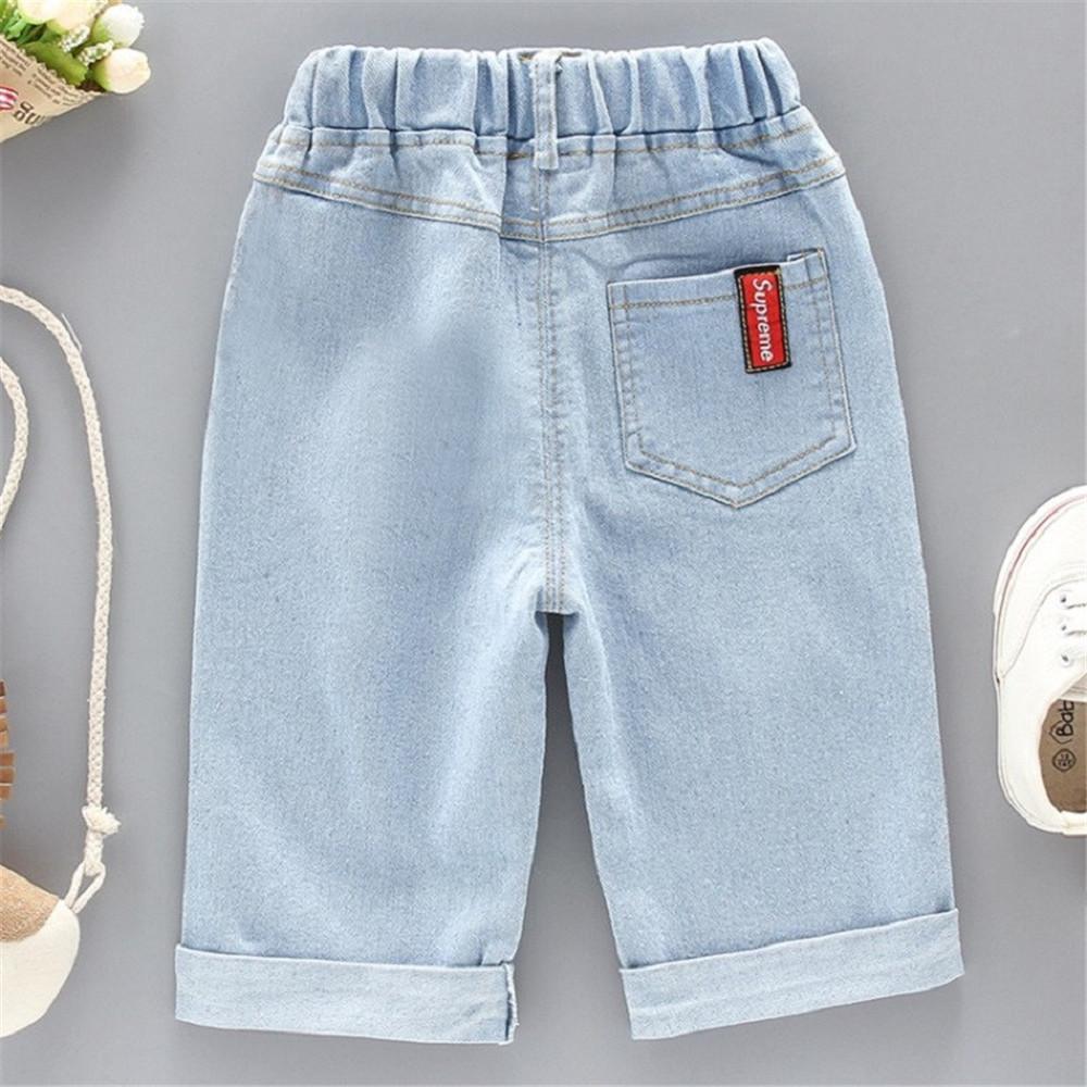 Boy Botton Denim Elastic Waist Pants - PrettyKid