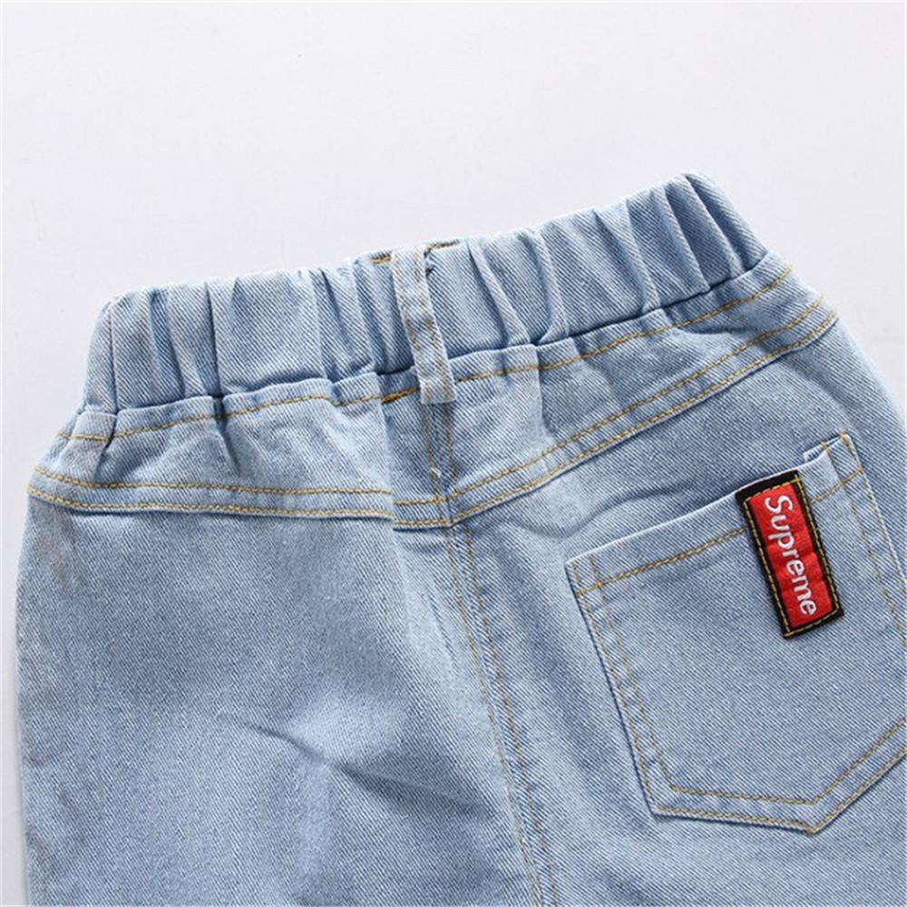 Boy Botton Denim Elastic Waist Pants - PrettyKid