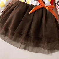 Girls Bow Decor Animal Printed Tulle Dress & Headband - PrettyKid