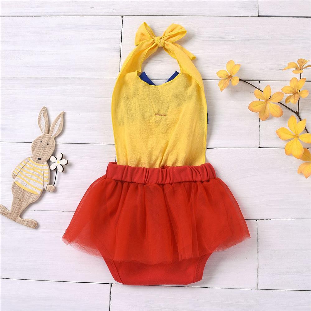 Baby Girls Bow Decor Color Contrast Tulle Romper Wholesale Designer Baby Clothes - PrettyKid