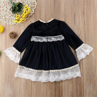 Girls Bow Decor Lace Flared Sleeve Princess Dresses - PrettyKid