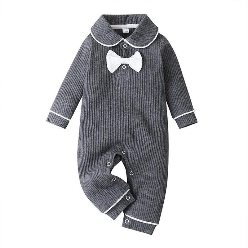 Baby Bow Decor Long-sleeve Casual Rompers - PrettyKid