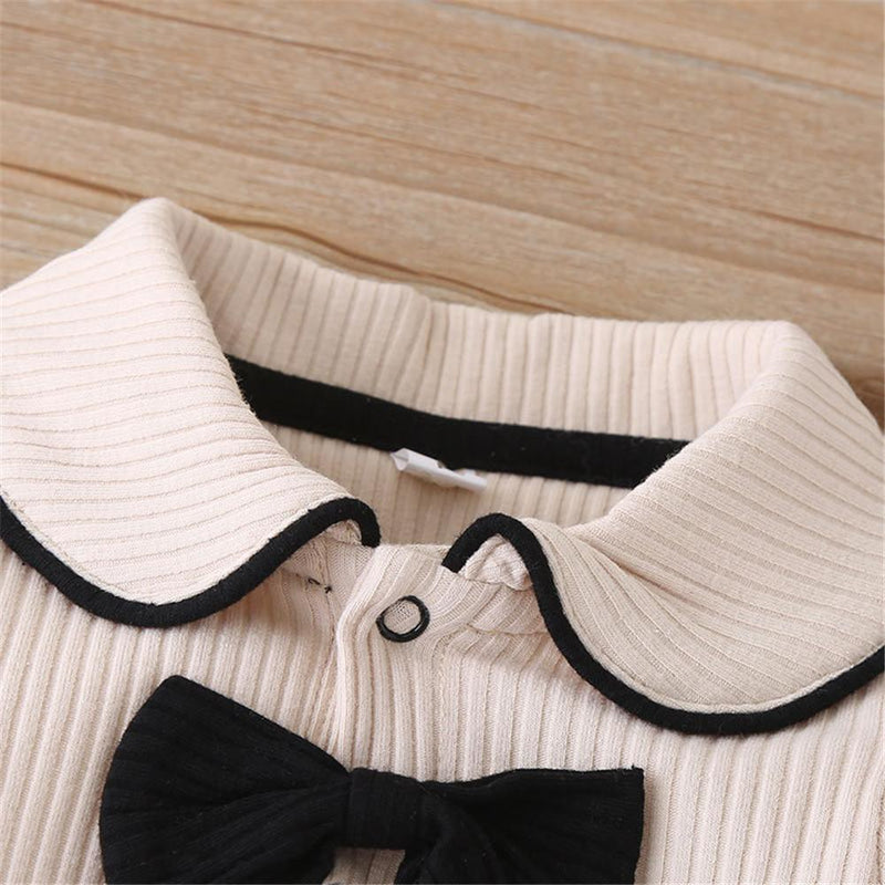 Baby Bow Decor Long-sleeve Casual Rompers - PrettyKid