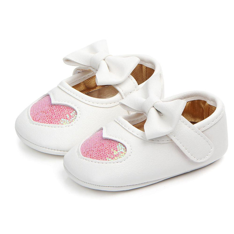 Baby Girls Bow Decor Non-slip Magic Tape Flats - PrettyKid