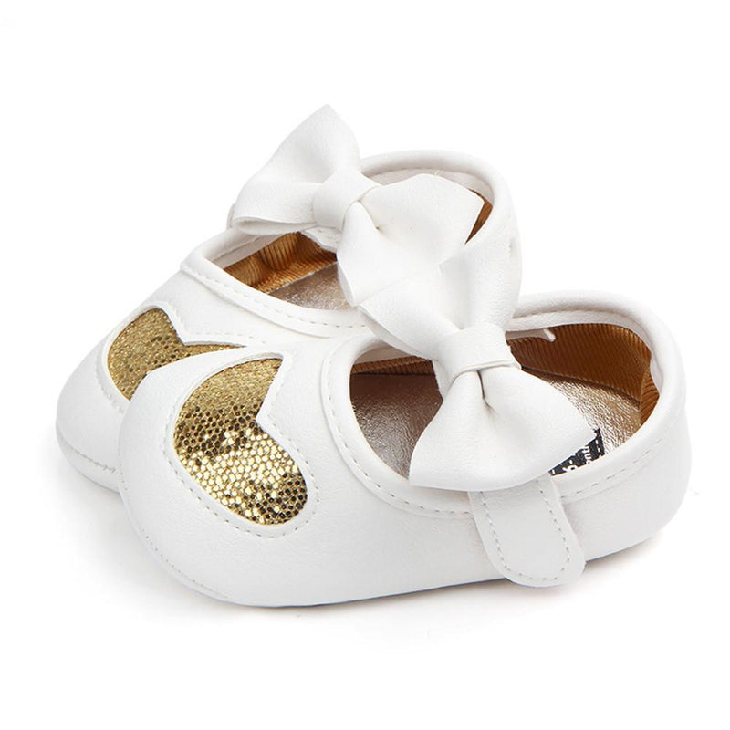 Baby Girls Bow Decor Non-slip Magic Tape Flats - PrettyKid