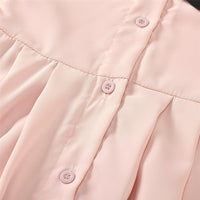 Girls Bow Decor Short Sleeve Striped Button Dress Girls Boutique Clothes Wholesale - PrettyKid