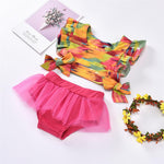 Baby Girls Bow Decor Sleeveless Ruffled Top & Solid Mesh Shorts Wholesale Clothing Baby - PrettyKid