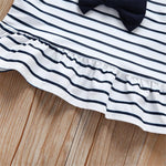 Girls Bow Decor Sleeveless Striped Top & Shorts Wholesale Baby Girl clothing - PrettyKid