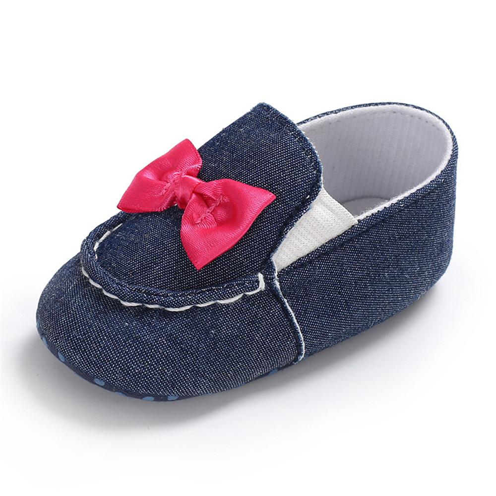 Baby Girls Bow Decor Slip Ons Casual Flat Shoes - PrettyKid