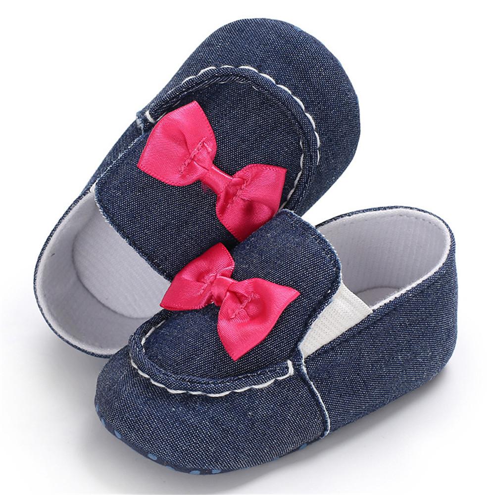Baby Girls Bow Decor Slip Ons Casual Flat Shoes - PrettyKid