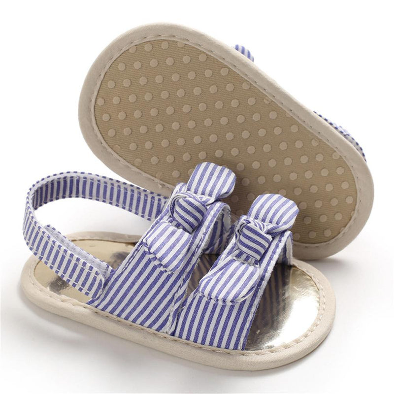Baby Bow Decor Striped Magic Tape Sandals Children Wholesale Shoes - PrettyKid