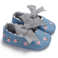 Baby Girls Bow Embroidered Princess Flat Shoes - PrettyKid