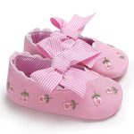 Baby Girls Bow Embroidered Princess Flat Shoes - PrettyKid