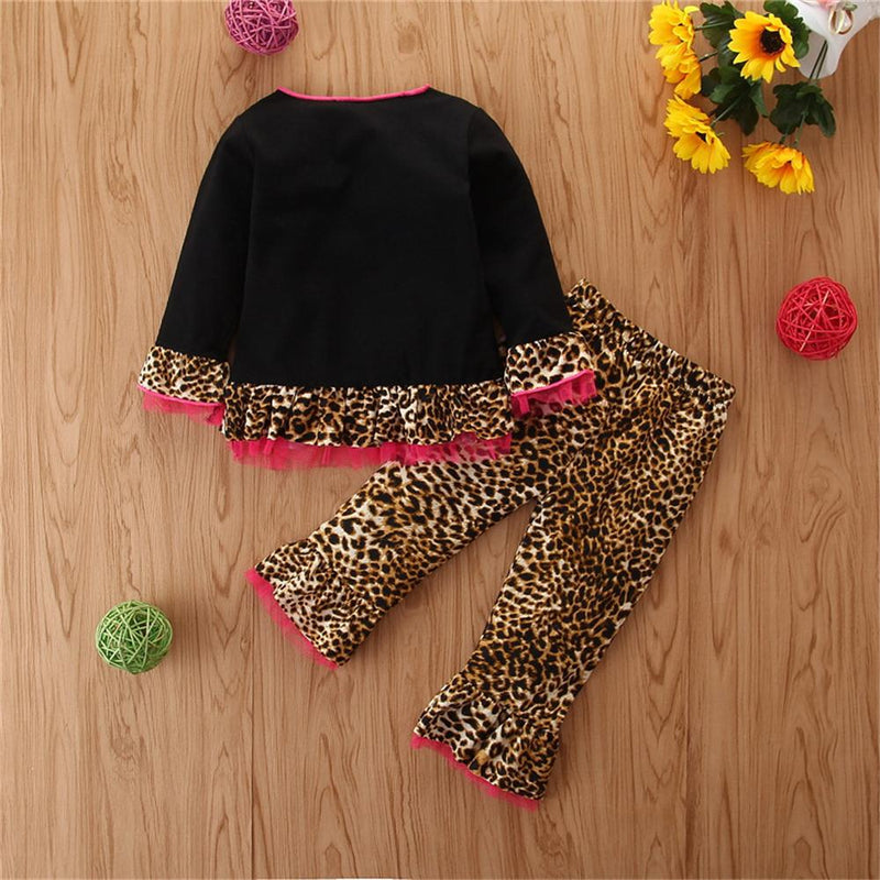 Baby Girls Bow Leopard Printed Tops & Trousers Girls Wholesale - PrettyKid