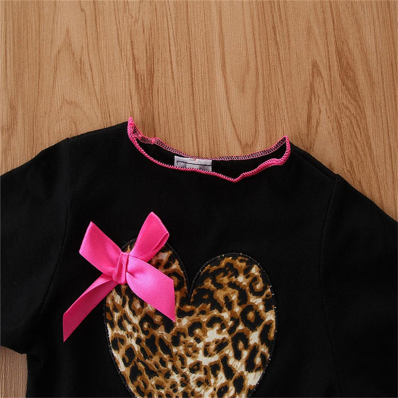 Baby Girls Bow Leopard Printed Tops & Trousers Girls Wholesale - PrettyKid