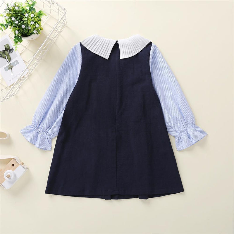 Baby Girls Bow Long Sleeve Button Dress Baby Clothes Suppliers - PrettyKid