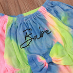 Baby Girls Bow Long Sleeve Letter Tie Dye Romper Wholesale Baby Rompers - PrettyKid