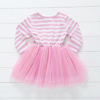 Baby Girls Bow Long Sleeve Mesh Dress - PrettyKid